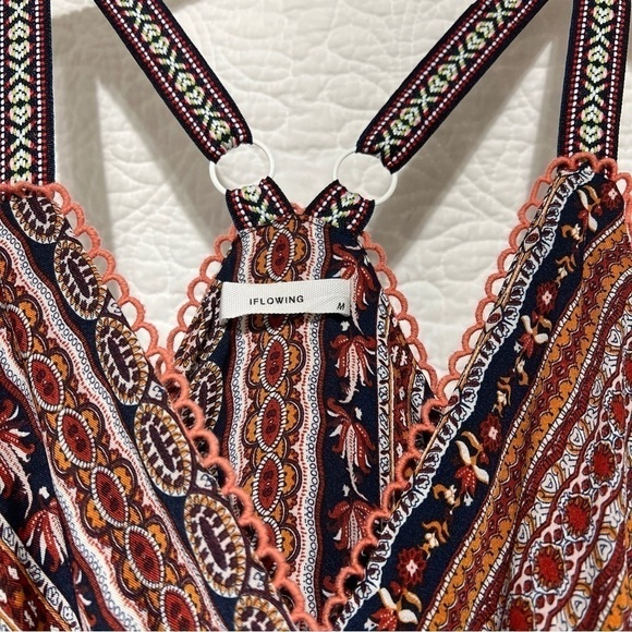 I FLOWING Bohemian Embroidered Peasant Dress, Size Medium - Picture 13 of 16